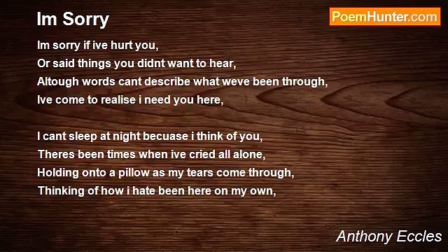 Anthony Eccles - Im Sorry