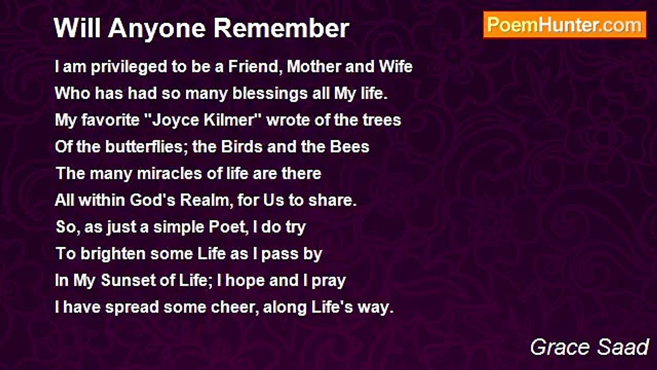 Grace Saad - Will Anyone Remember