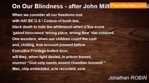 Jonathan ROBIN - On Our Blindness - after John Milton - On His Blindness