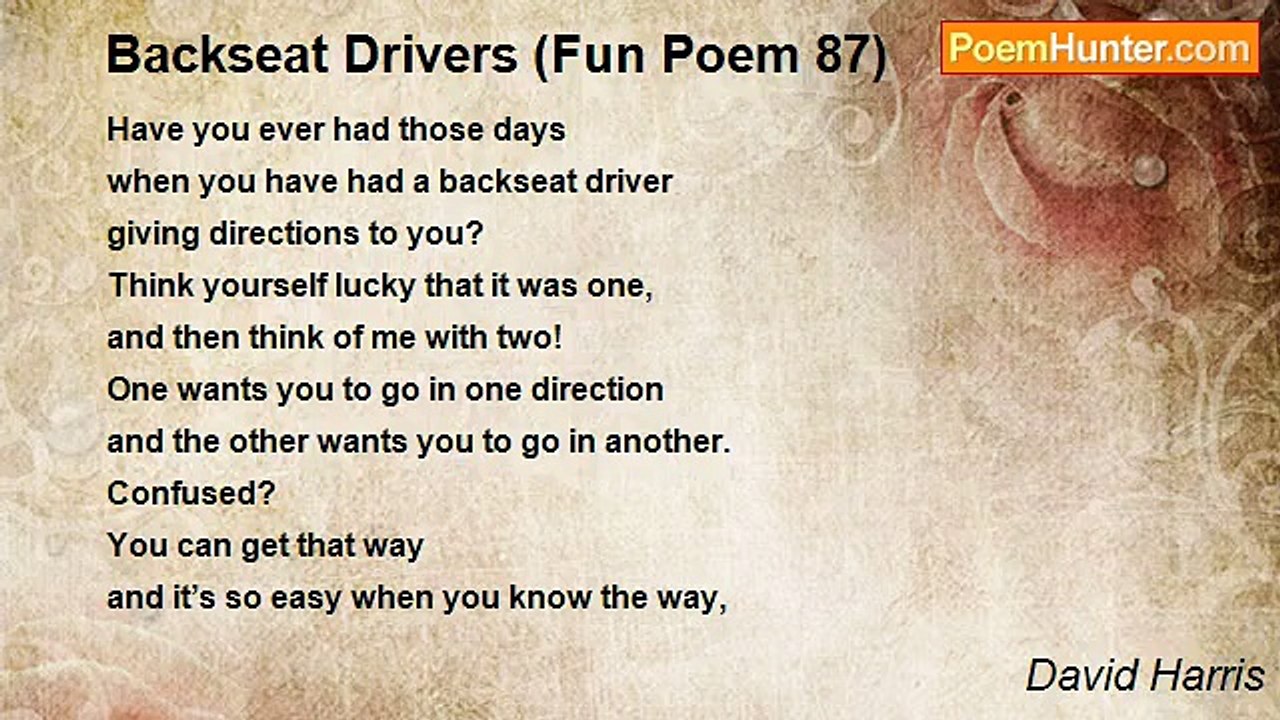 David Harris - Backseat Drivers (Fun Poem 87)