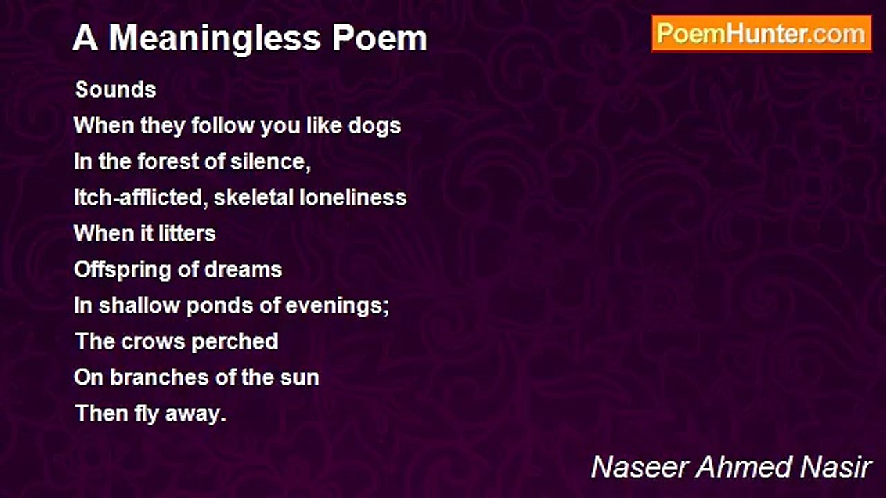Naseer Ahmed Nasir - A Meaningless Poem