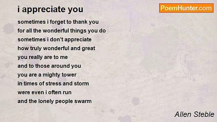 Allen Steble - i appreciate you