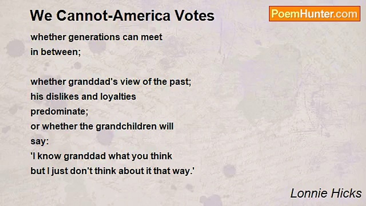 Lonnie Hicks - We Cannot-America Votes