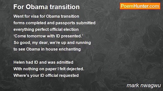 mark nwagwu - For Obama transition