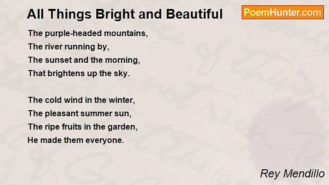 Rey Mendillo - All Things Bright and Beautiful