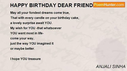 ANJALI SINHA - HAPPY BIRTHDAY DEAR FRIEND