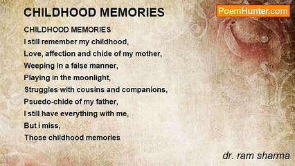dr. ram sharma - CHILDHOOD MEMORIES