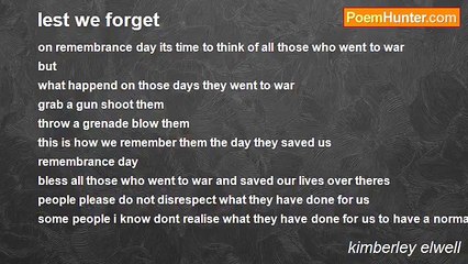 kimberley elwell - lest we forget