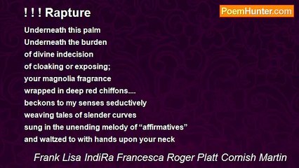 Frank Lisa IndiRa Francesca Roger Platt Cornish Martin - ! ! ! Rapture