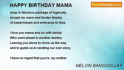 MELVIN BANGGOLLAY - HAPPY BIRTHDAY MAMA