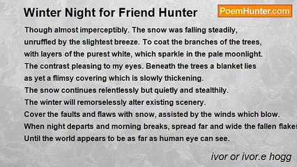 ivor or ivor.e hogg - Winter Night for Friend Hunter