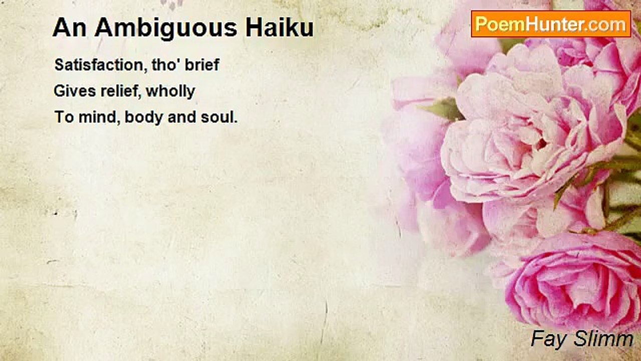 Fay Slimm - An Ambiguous Haiku