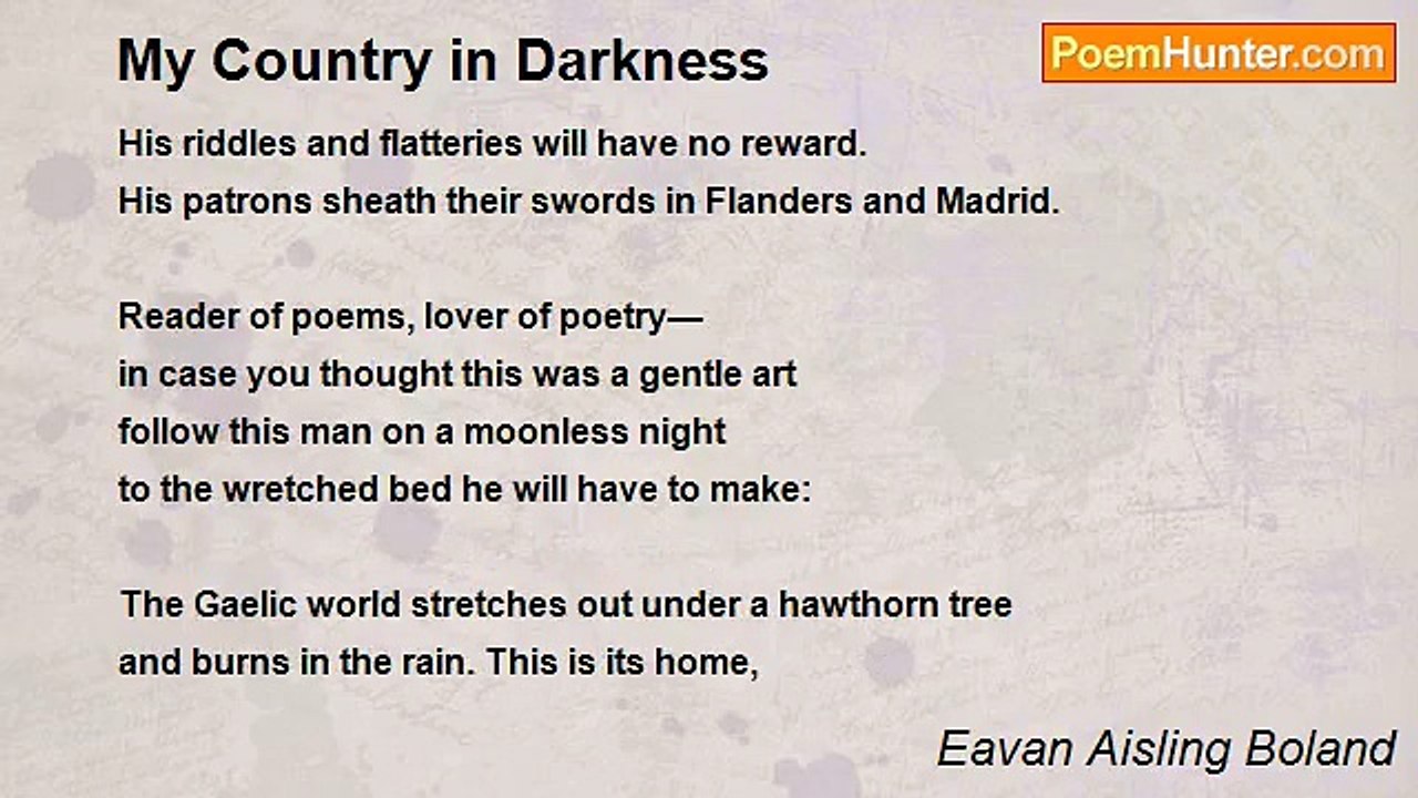 Eavan Aisling Boland - My Country in Darkness
