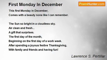 Lawrence S. Pertillar - First Monday In December