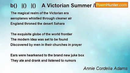 Annie Cordelia Adams - b()   |()   |()    A Victorian Summer /b