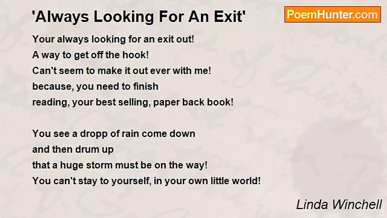 Linda Winchell - 'Always Looking For An Exit'
