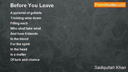 Sadiqullah Khan - Before You Leave