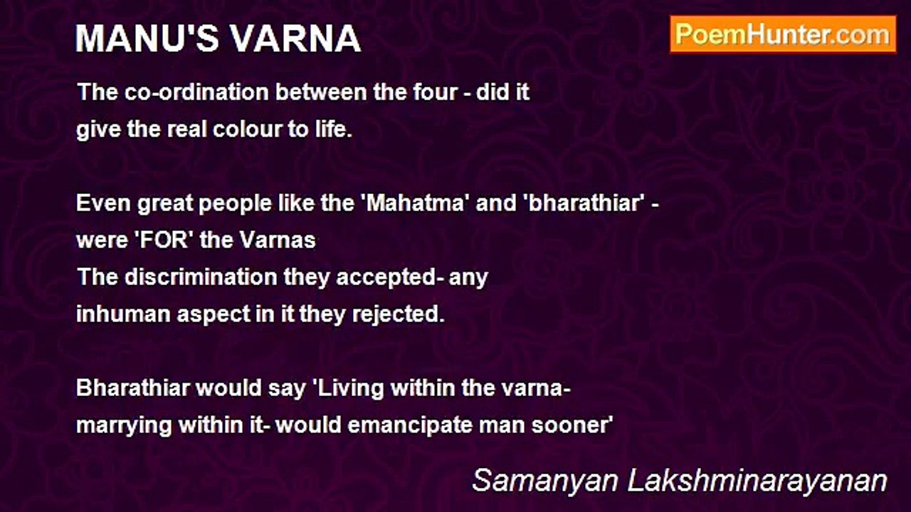 Samanyan Lakshminarayanan - MANU'S VARNA