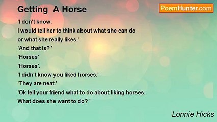 Lonnie Hicks - Getting  A Horse