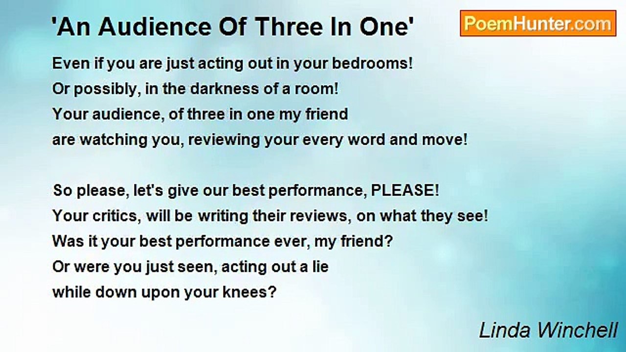 Linda Winchell - 'An Audience Of Three In One'