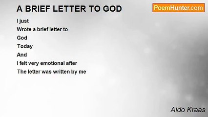 Aldo Kraas - A BRIEF LETTER TO GOD