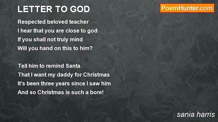 sania harris - LETTER TO GOD