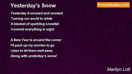 Marilyn Lott - Yesterday’s Snow