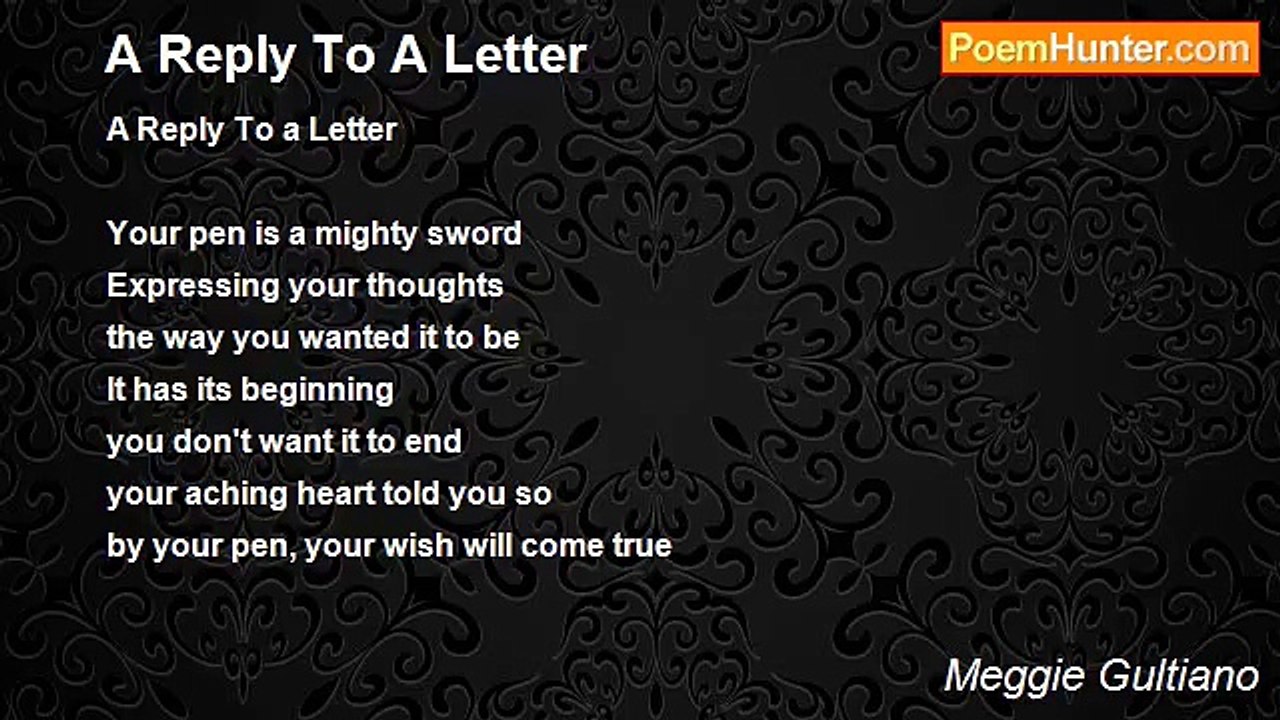 Meggie Gultiano - A Reply To A Letter