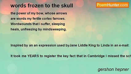 gershon hepner - words frozen to the skull