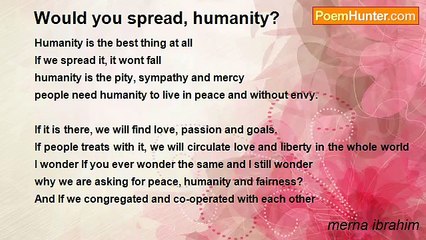 merna ibrahim - Would you spread, humanity?