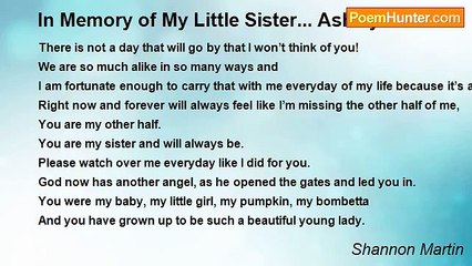 Shannon Martin - In Memory of My Little Sister... Ashley