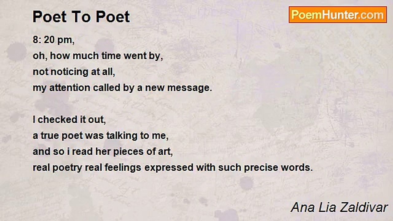 Ana Lia Zaldivar - Poet To Poet