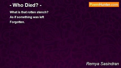 Remya Sasindran - - Who Died? -