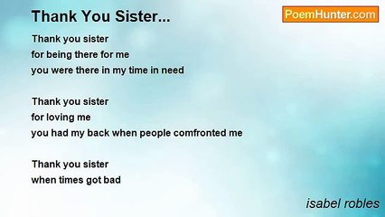 isabel robles - Thank You Sister...