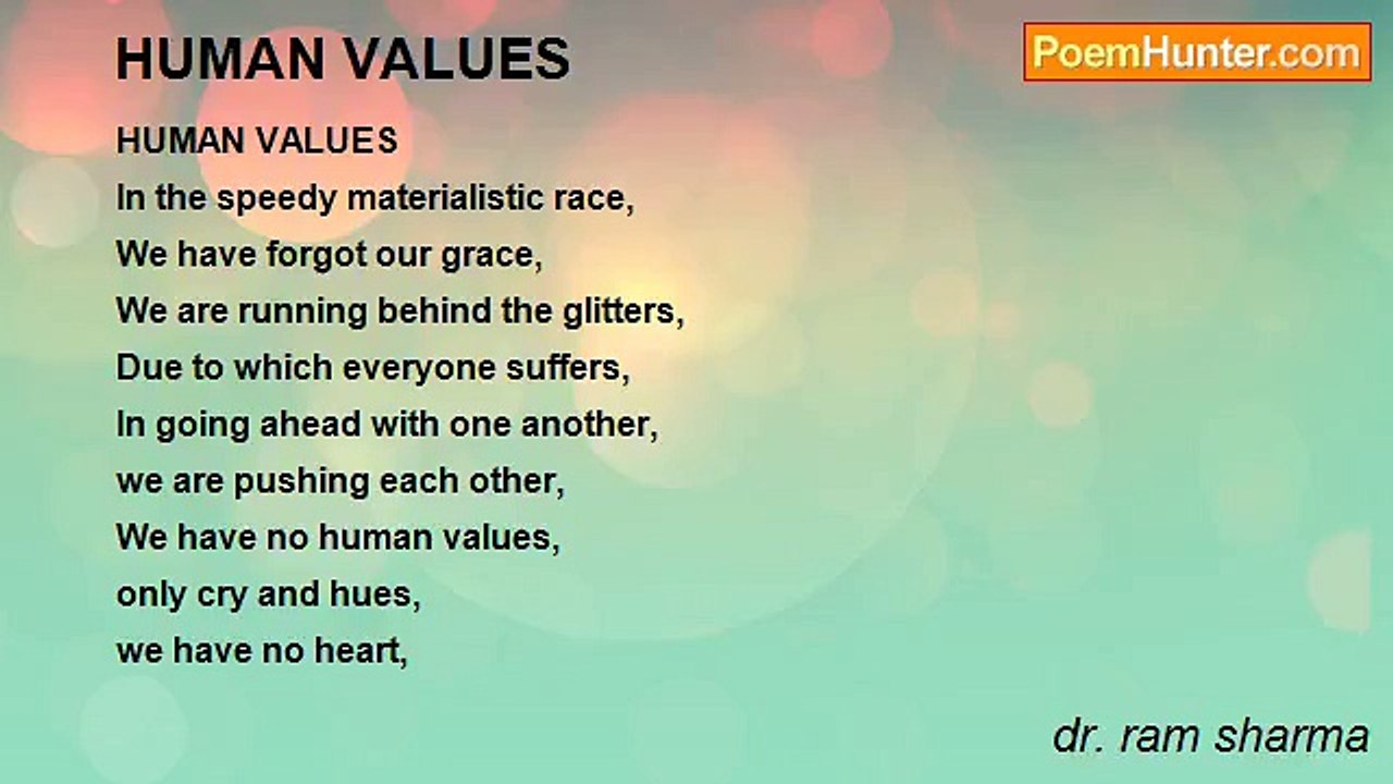 dr. ram sharma - HUMAN VALUES
