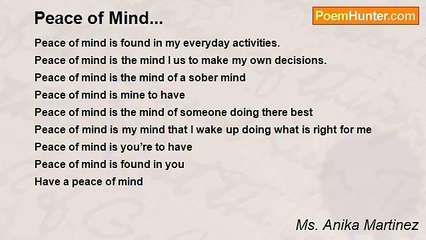 Ms. Anika Martinez - Peace of Mind...