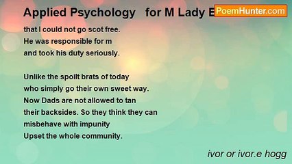 ivor or ivor.e hogg - Applied Psychology   for M Lady Ernestine