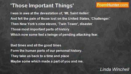 Linda Winchell - 'Those Important Things'
