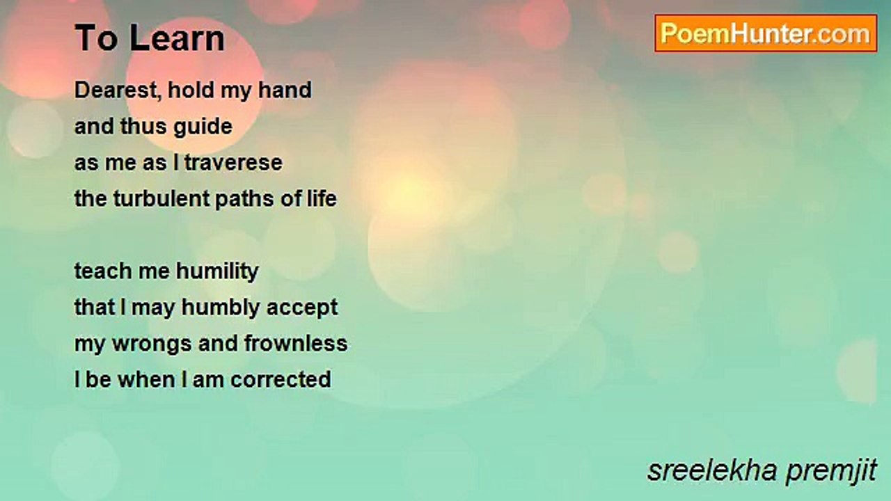 sreelekha premjit - To Learn