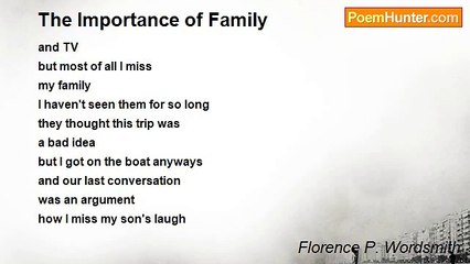 Florence P. Wordsmith - The Importance of Family
