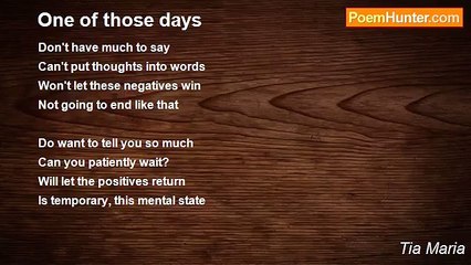 Tia Maria - One of those days