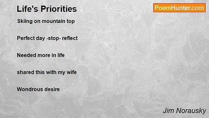 Jim Norausky - Life's Priorities