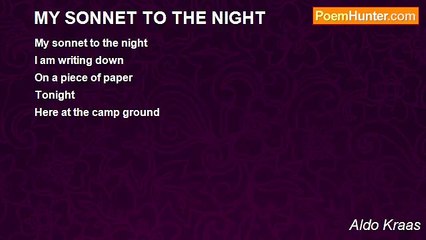Aldo Kraas - MY SONNET TO THE NIGHT