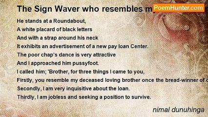 nimal dunuhinga - The Sign Waver who resembles my deceased brother