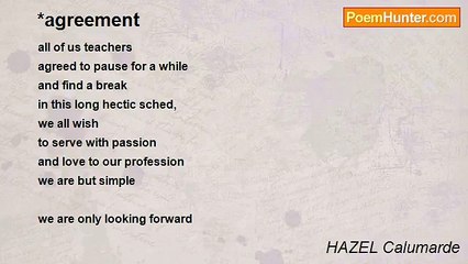 HAZEL Calumarde - *agreement