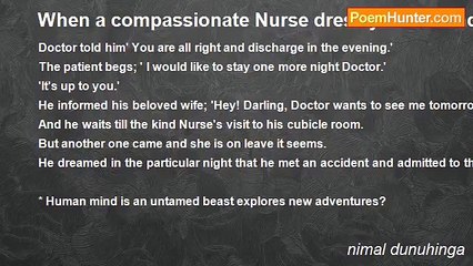nimal dunuhinga - When a compassionate Nurse dress your wounds