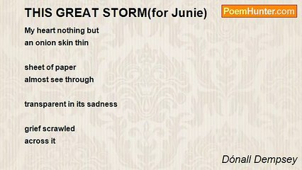 Dónall Dempsey - THIS GREAT STORM(for Junie)