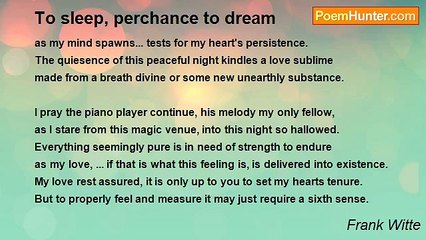 Frank Witte - To sleep, perchance to dream