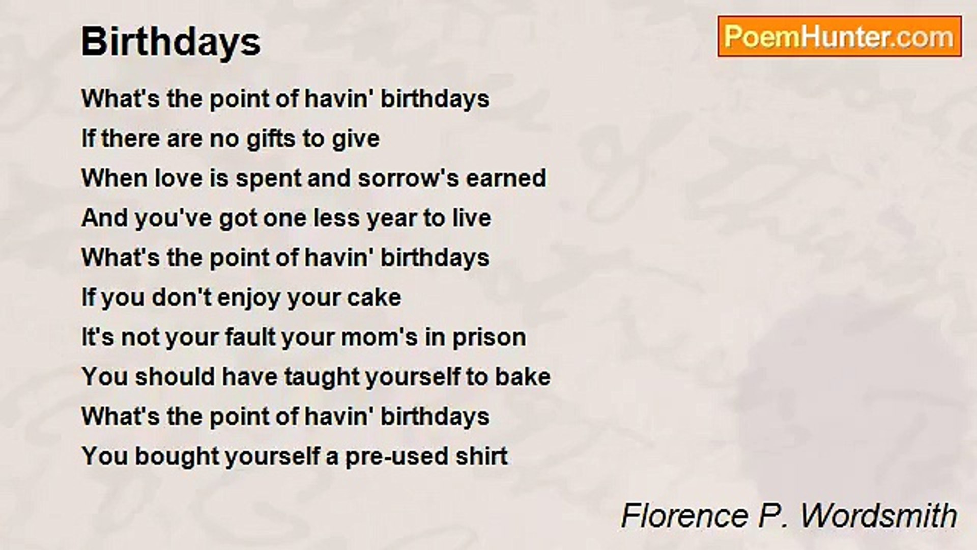 ⁣Florence P. Wordsmith - Birthdays
