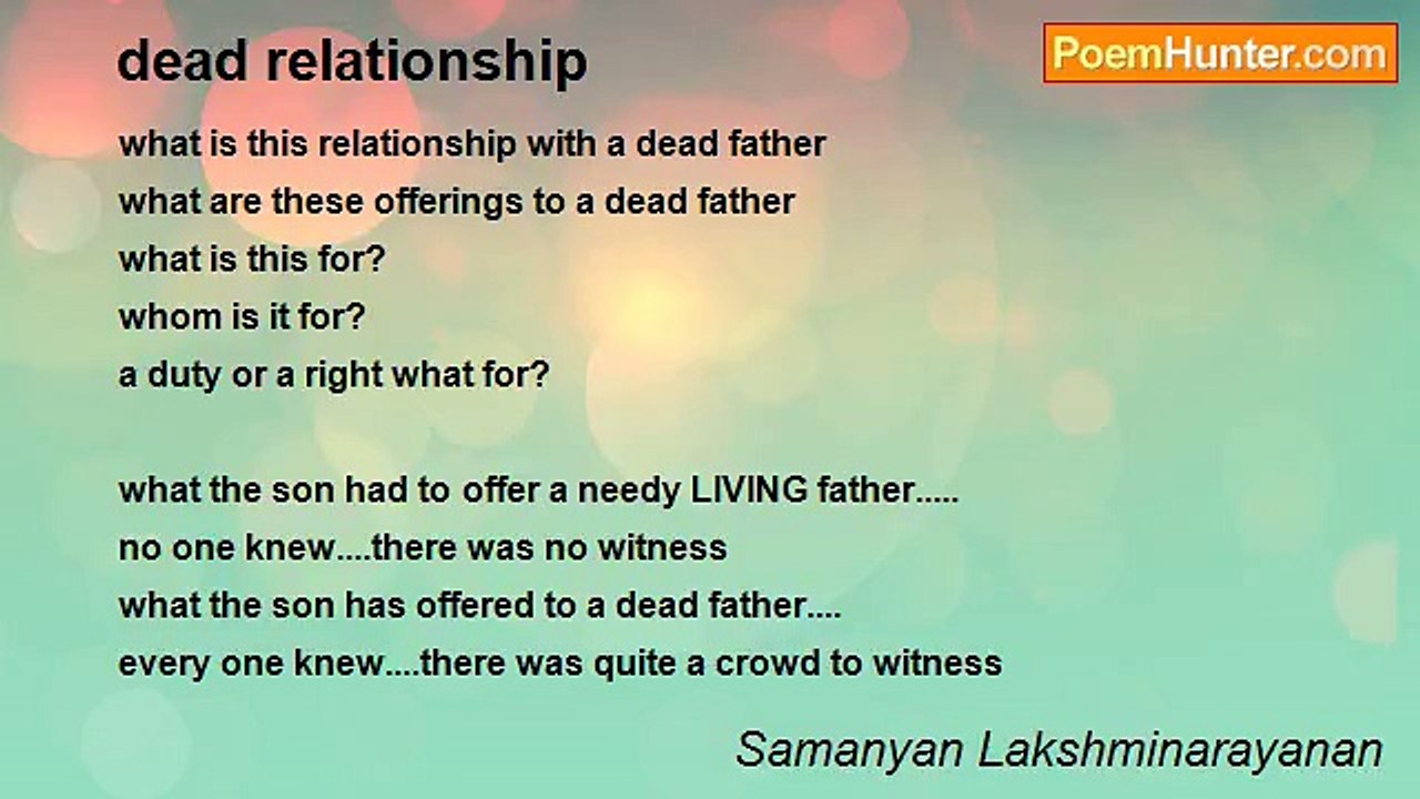 Samanyan Lakshminarayanan - dead relationship